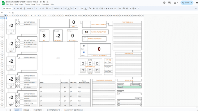 DND Automated Character Sheet Preview Thumbnail